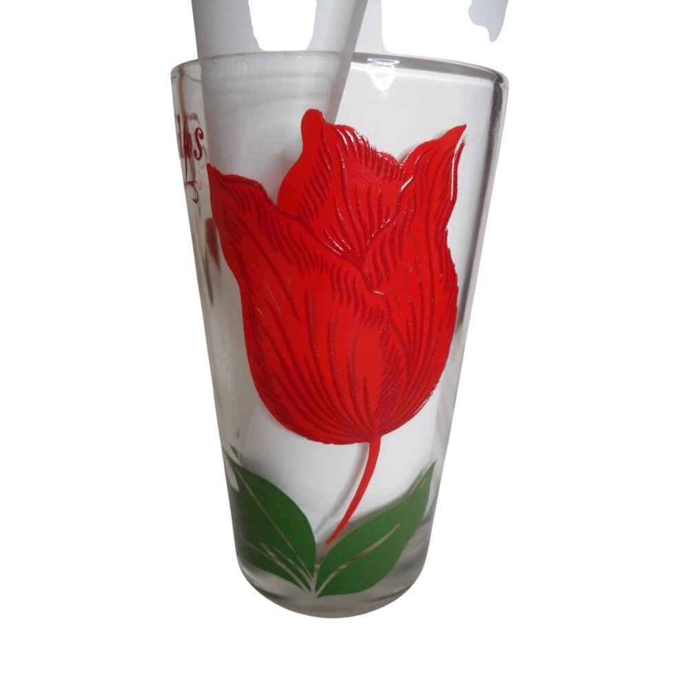 MCM Boscul Peanut Butter Drinking Juice Glass Tumbler Tulips Estate find 5" - Picture 2 of 4